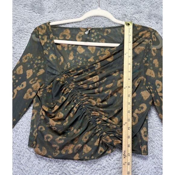 Free People Supernova Crop Top Only XL Ruched Asymmetric "Set in Dark" Long Slv - Picture 3 of 6